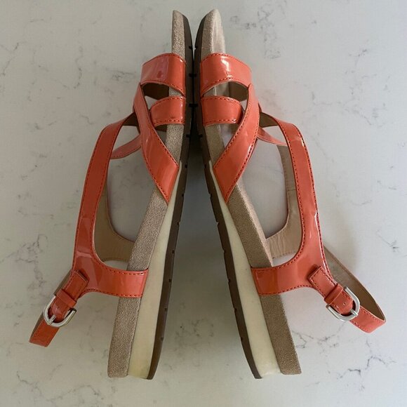 Geox Respira Formosa 1" Wedge Heel Strappy Sandals Buckle Close Lt Orange Sz 10 - Picture 3 of 11